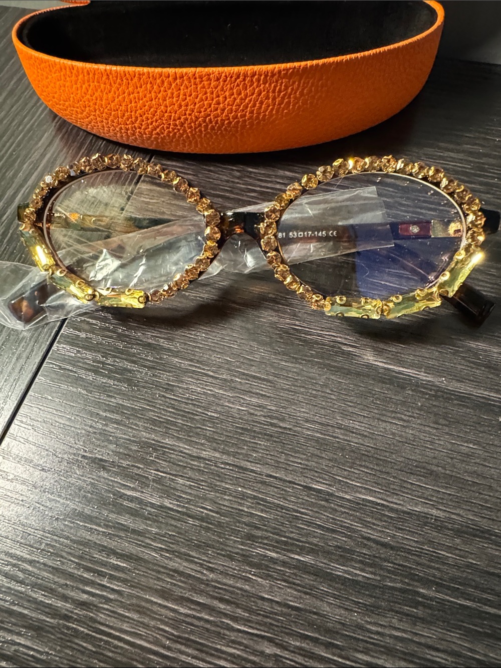 Amazon Gold Crystal Round Women's Sunglasses